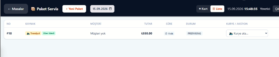 ServoQ Gerçek Paket Takip Listesi